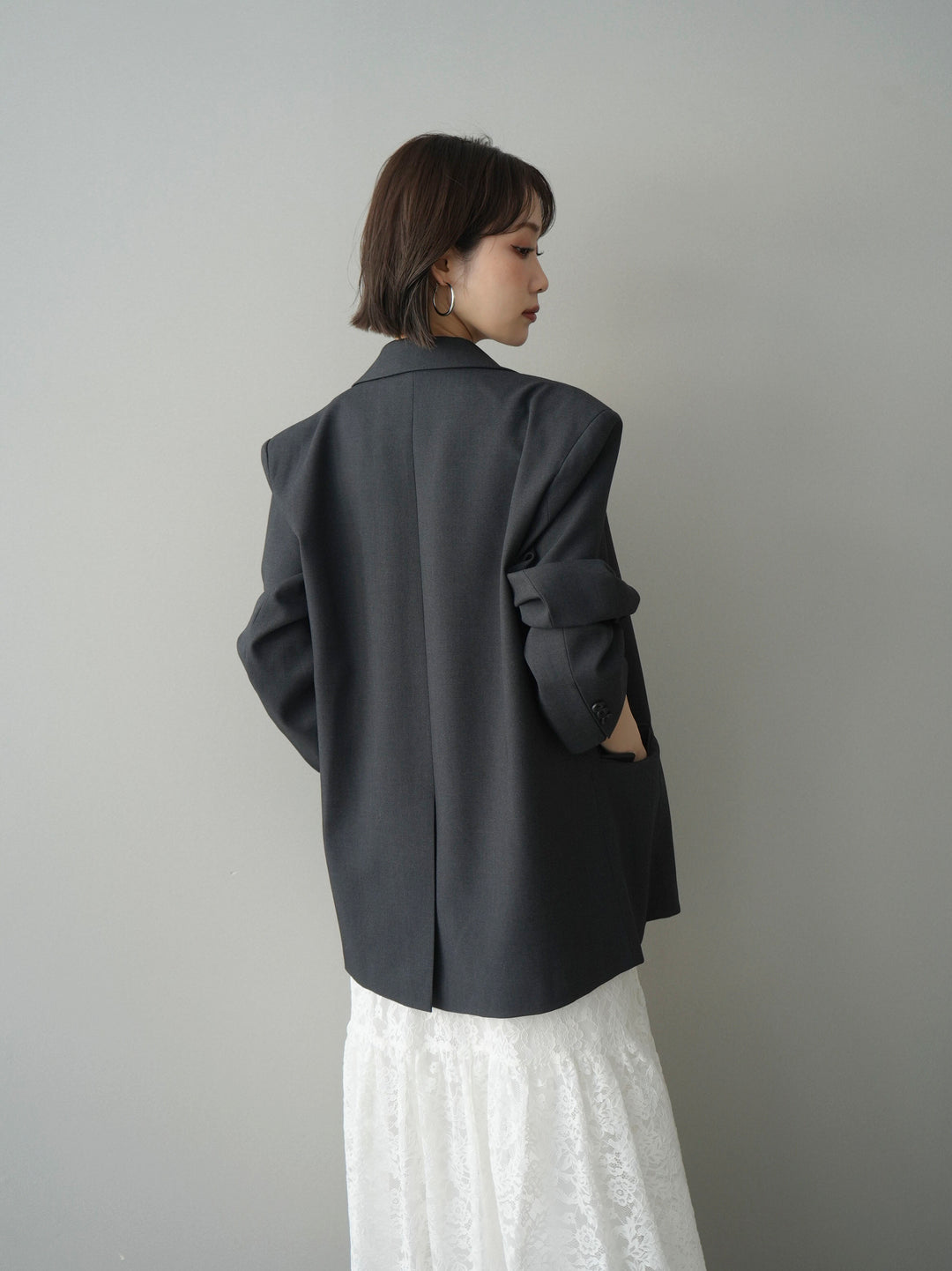 [SET]ギャザー切替レースキャミワンピース+ダブルブレストオーバージャケット(2set)