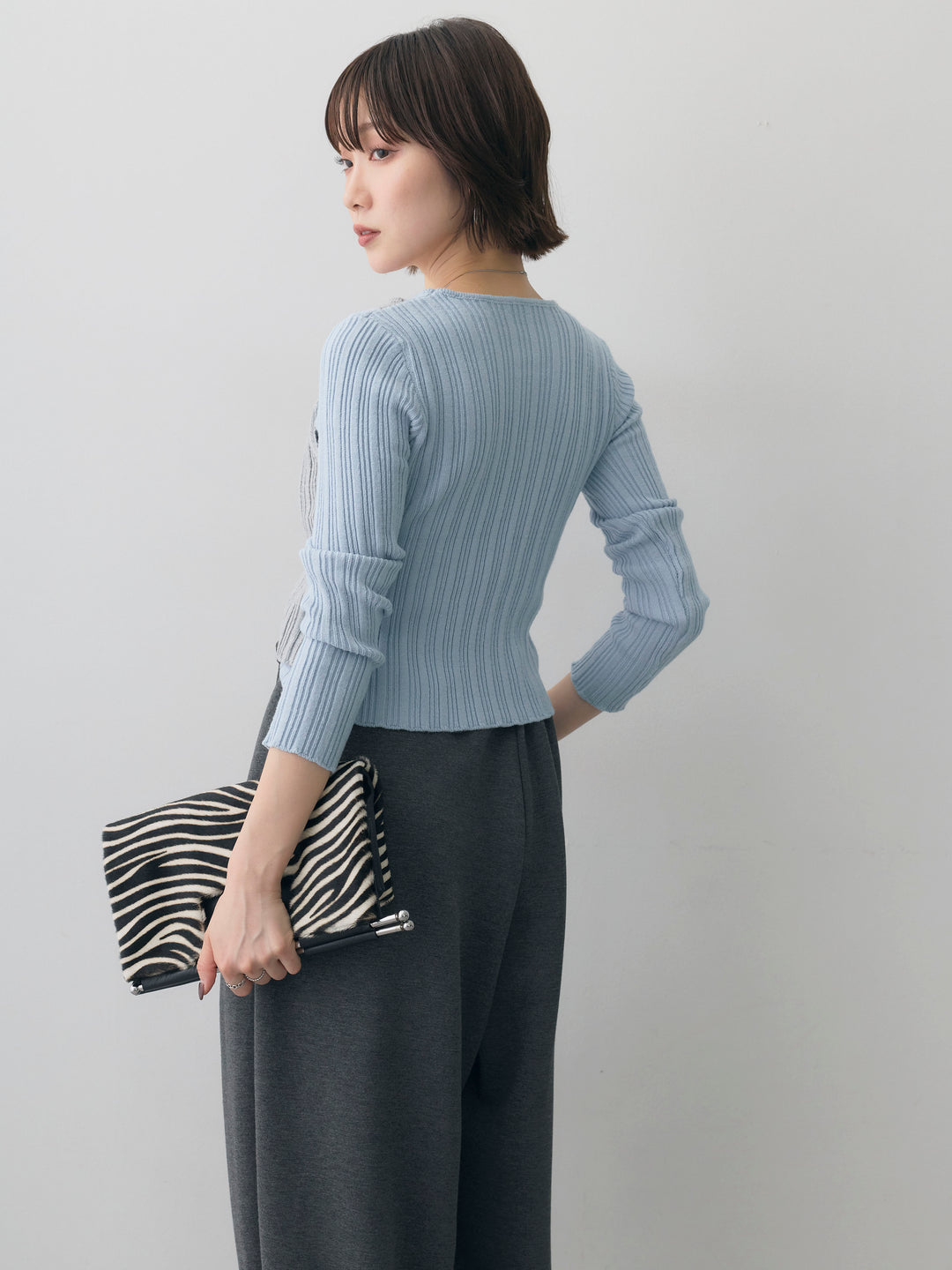 [SET]レイヤードデザインランダムリブニットトップス+レイヤードデザインランダムリブニットトップス(2set)