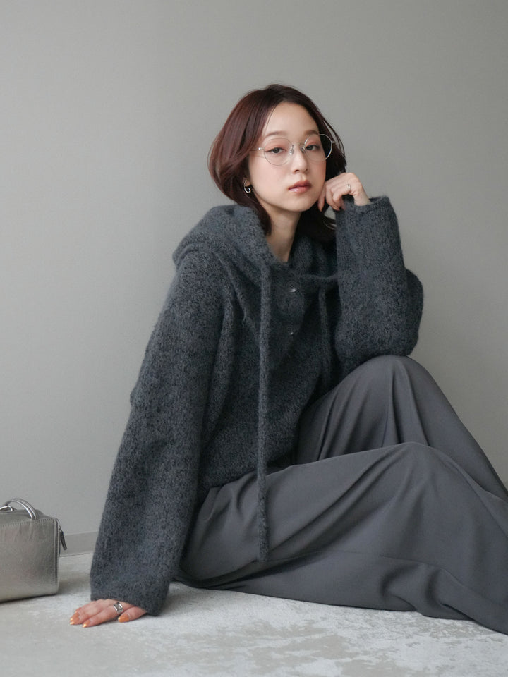 [SET]バラクラバSETニットプルオーバー+ベルトループデザインワイドパンツ(2set)