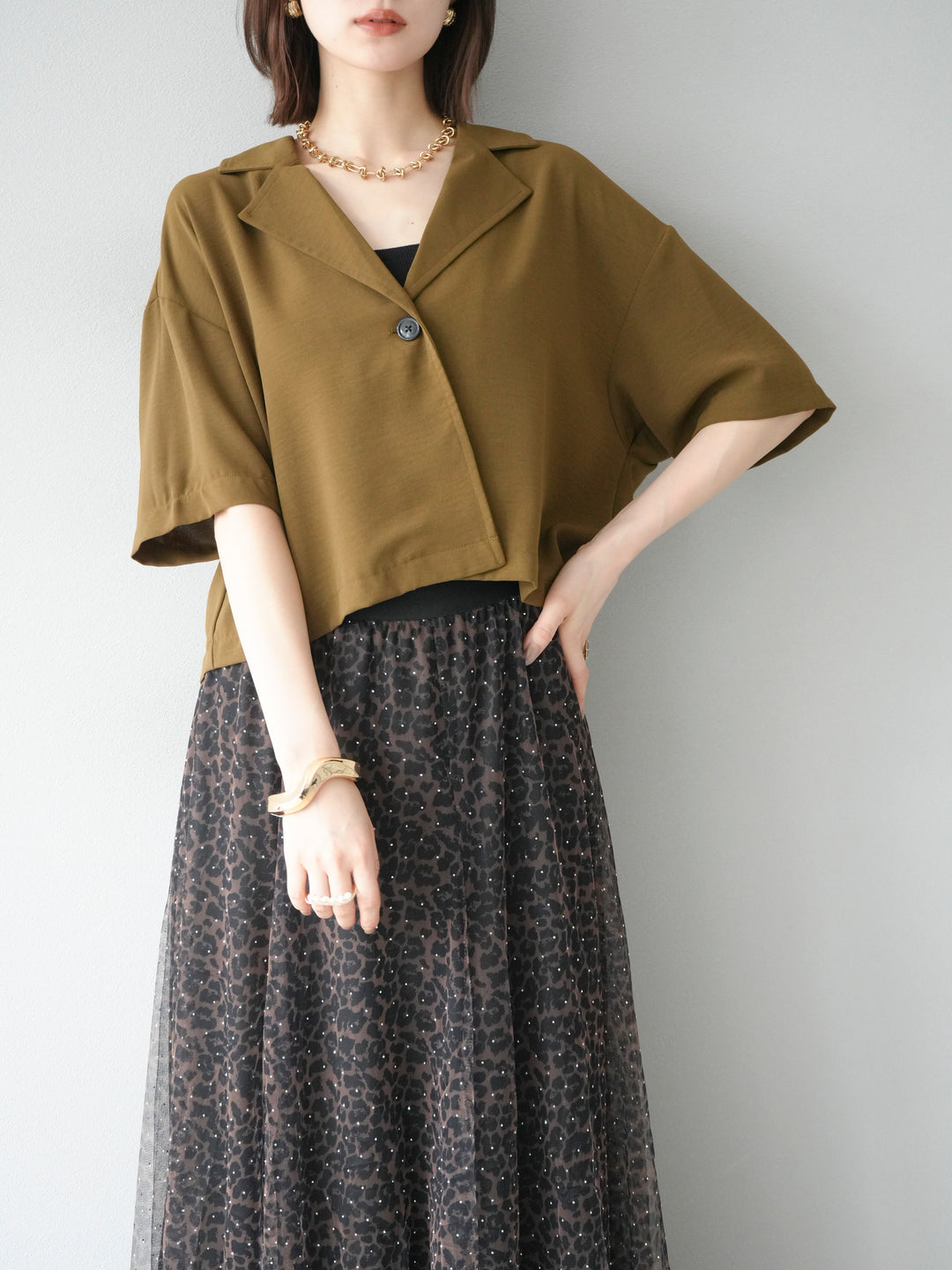 [予約]ハーフショートジャケット/ブラウン