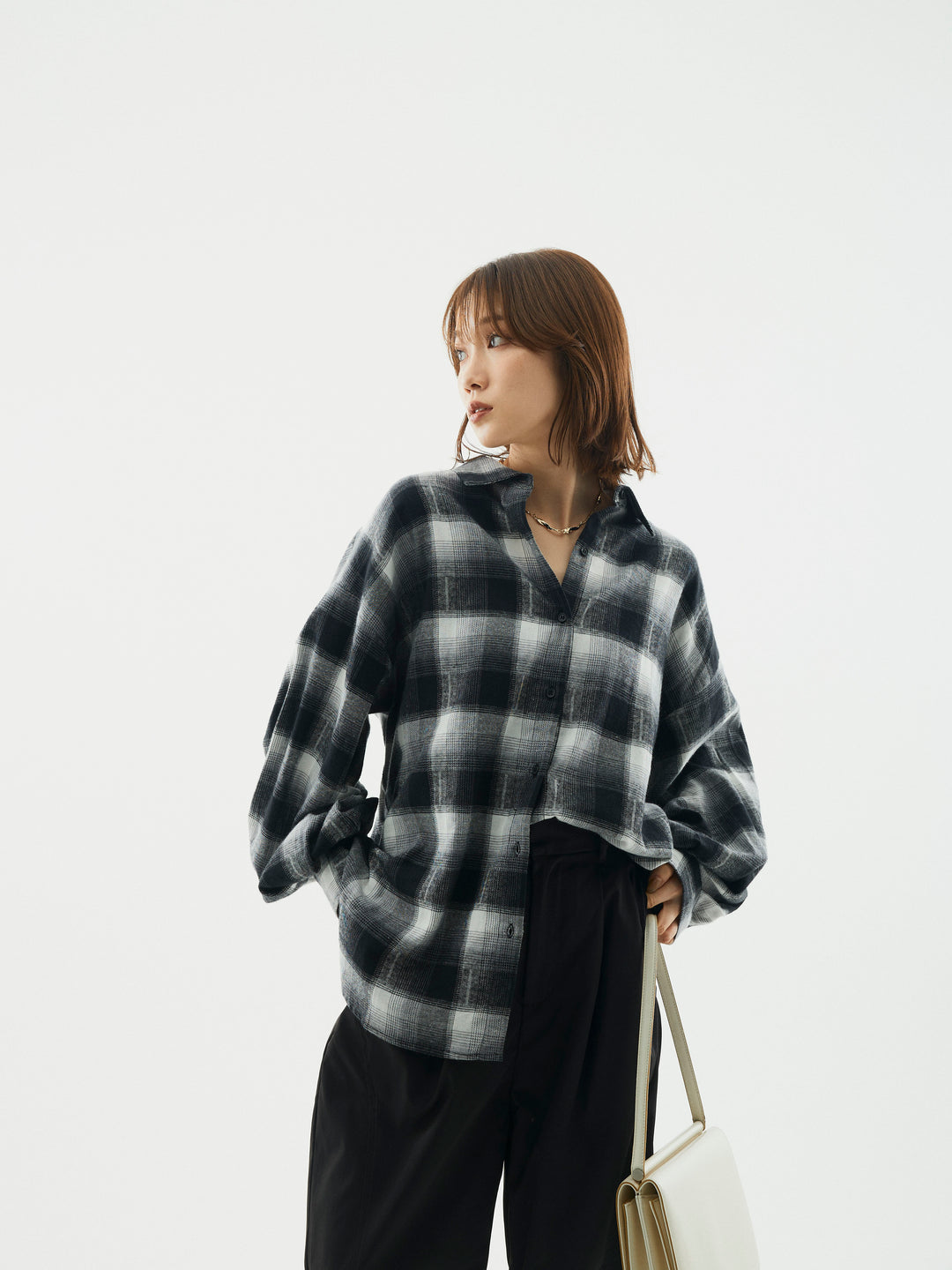 【Allure】[SET]オンブレチェックオーバーシャツ+オンブレチェックオーバーシャツ(2set)