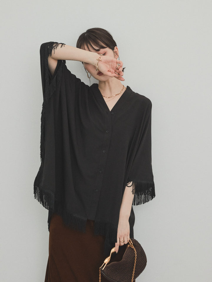 [SET] 方形流蘇斗篷襯衫 + 方形流蘇斗篷襯衫（2 件套）