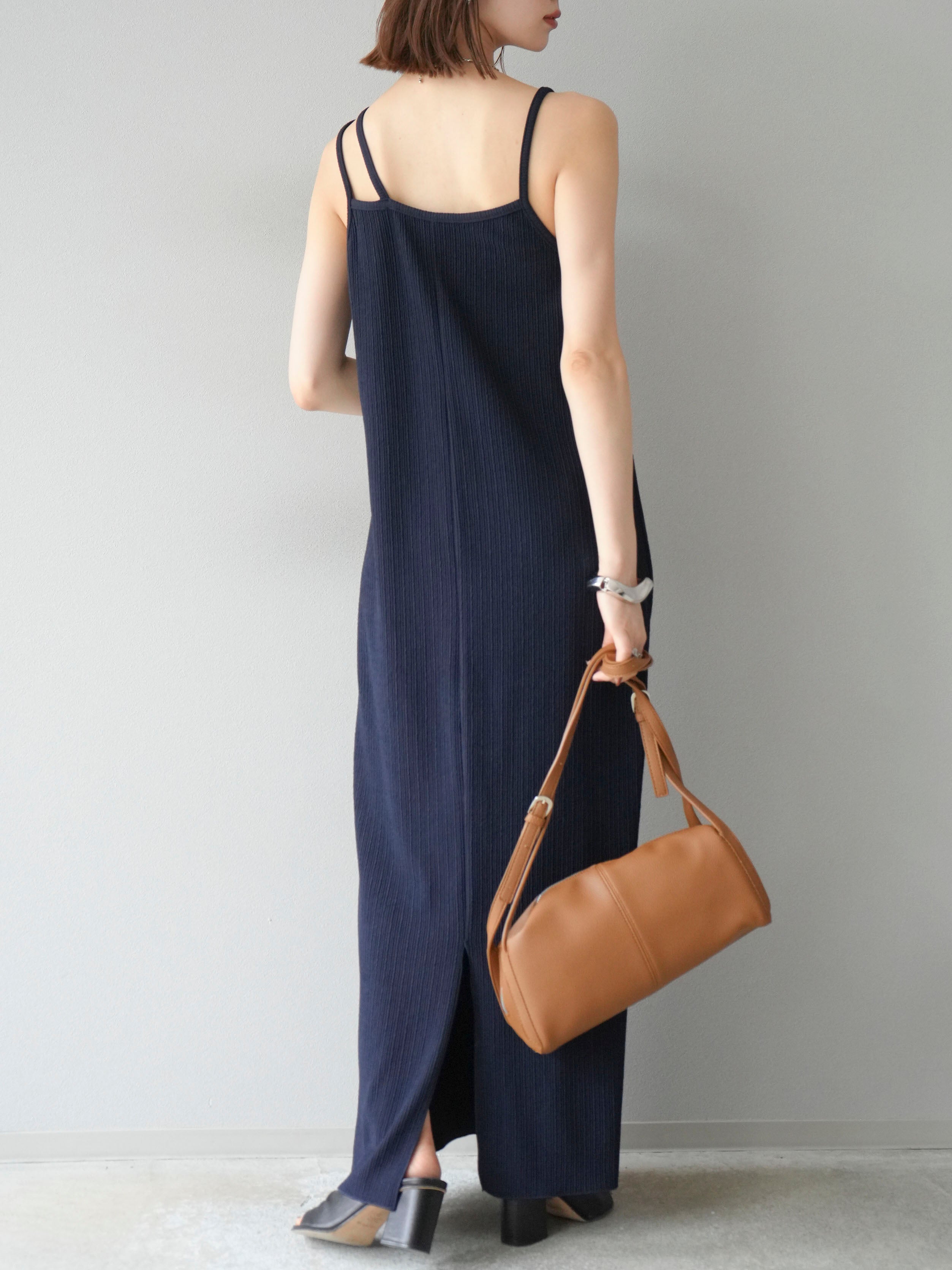 新品未使用　45r Mキャミ　ボーダーネイビー forksy.】シアーボーダーキャミワンピース forksy.│MONO-MART