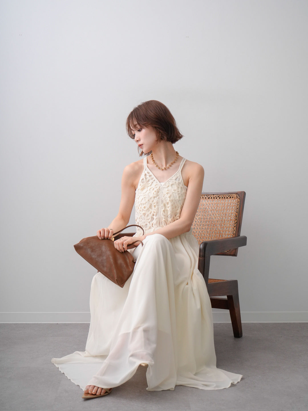 [予約]クロシェシフォンキャミワンピース/ivory