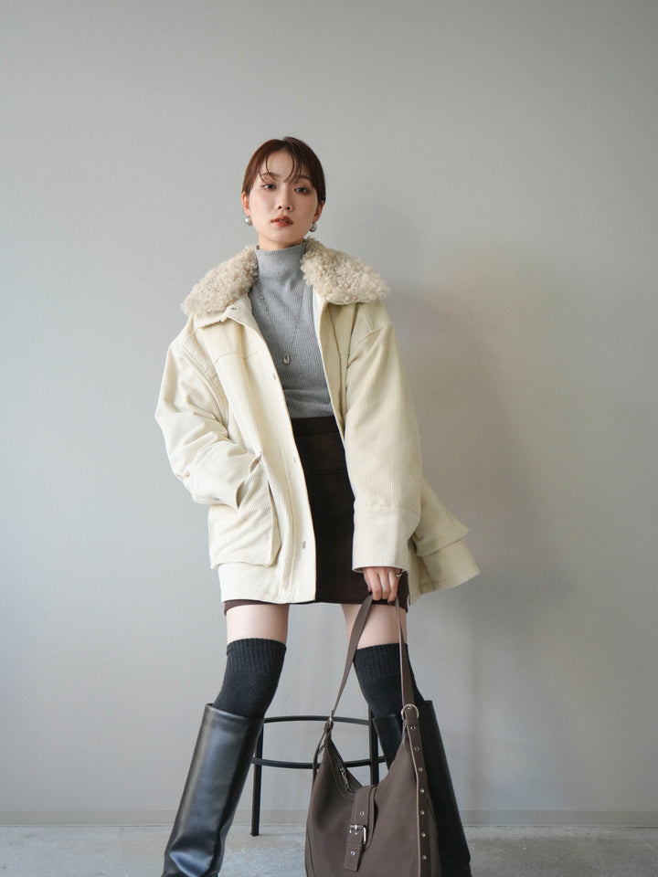 [予約]コーデュロイボア襟フライトジャケット/エクリュ