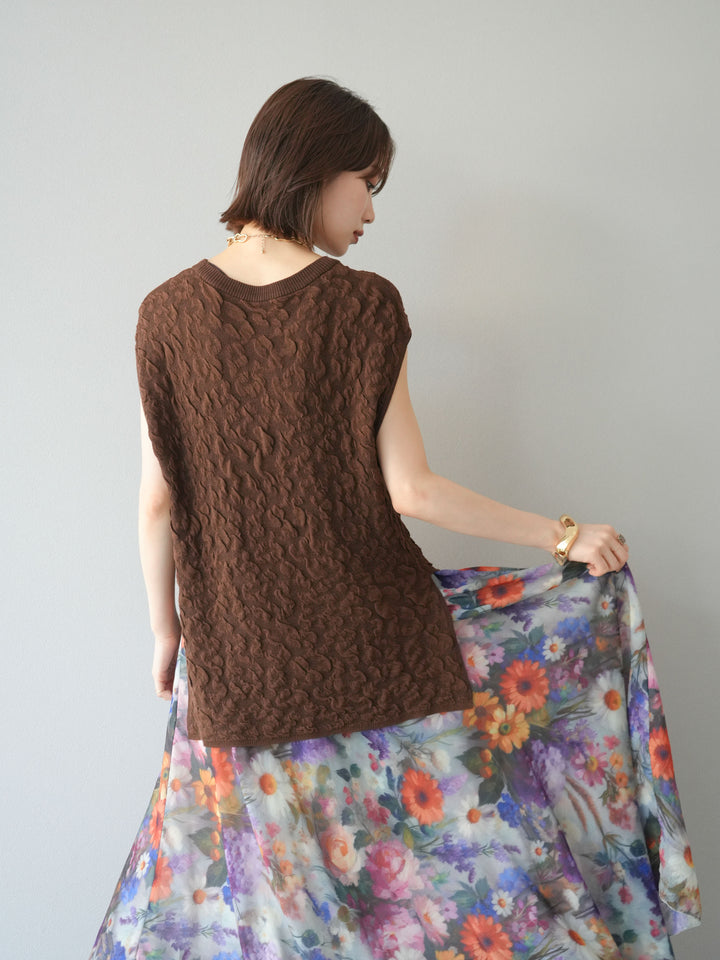 【預購】Pokopoko 無袖針織套頭衫/棕色