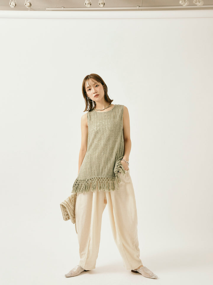 [予約]リネンライクベイカーバルーンパンツ/アイボリー