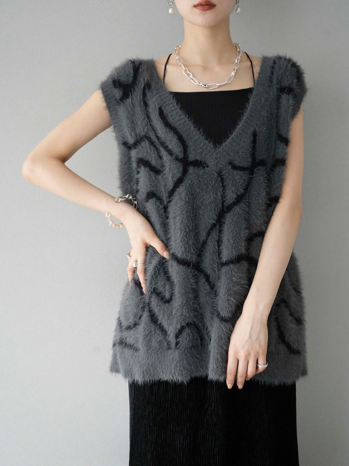 [SET]ラインシャギーニットベスト+選べるアクセセット(2set)