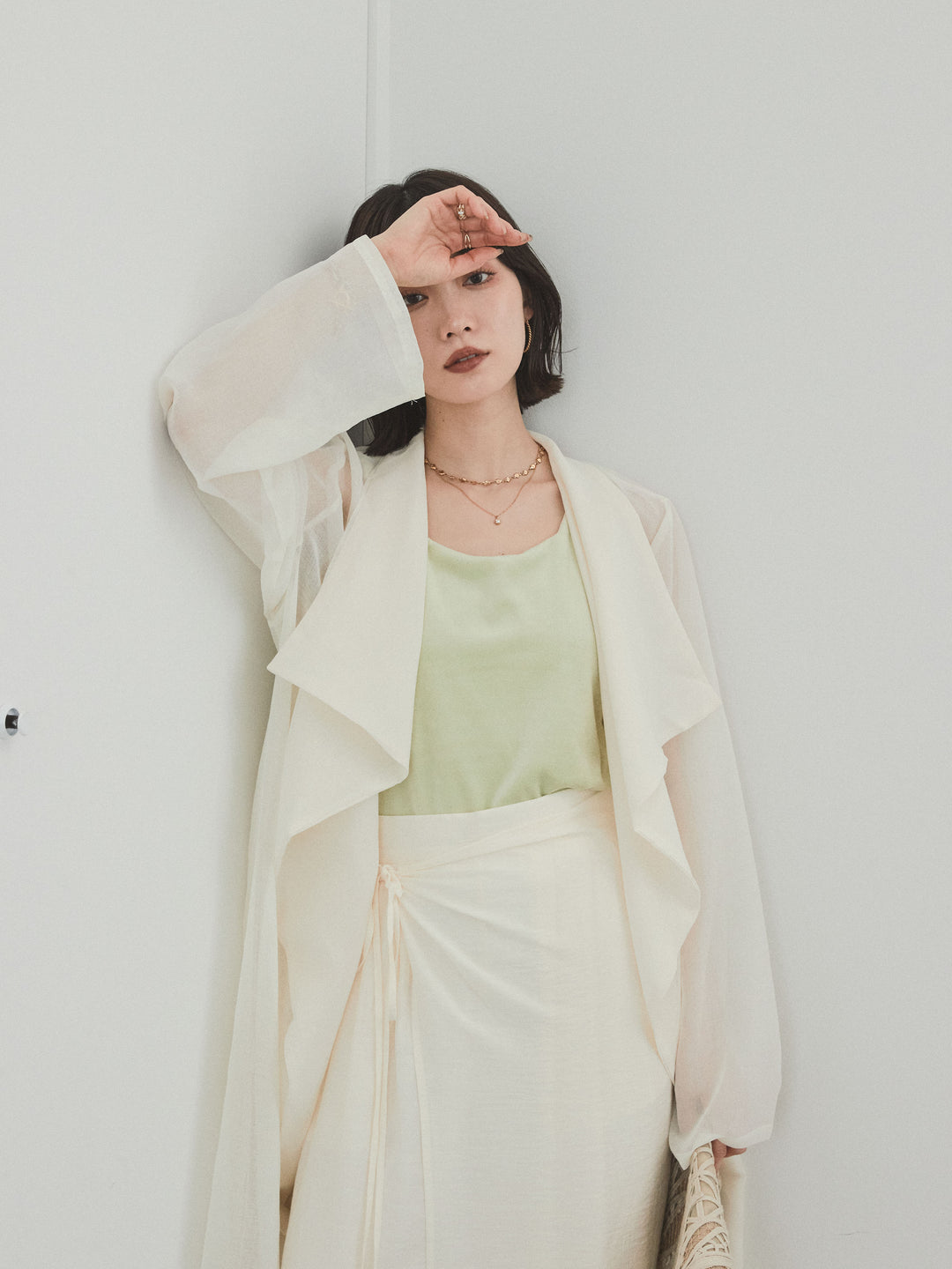 [予約]シアーロングジャケット/アイボリー