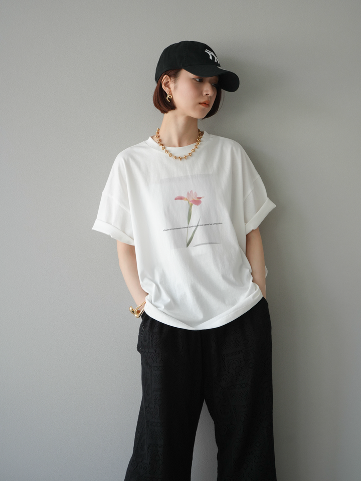 [予約]フラワーフォトビッグTシャツ/オフ2