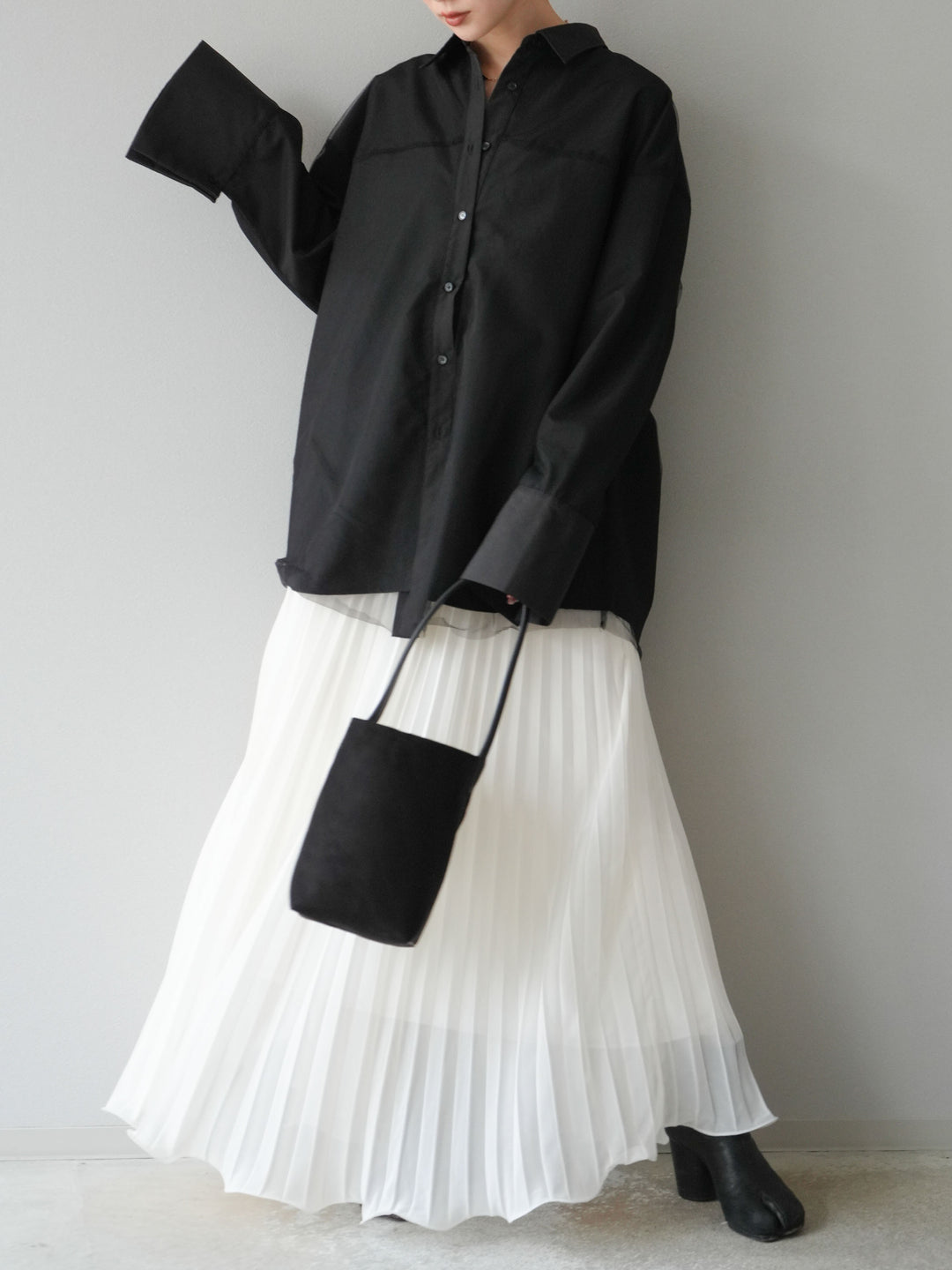 [予約]シフォンプリーツパイピングスカート/アイボリー