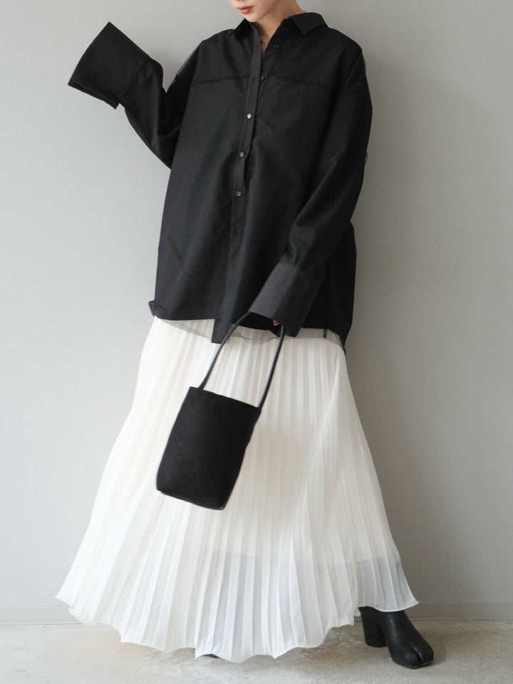 [予約]シフォンプリーツパイピングスカート/アイボリー