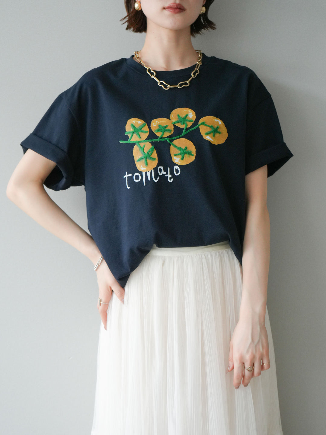 【預購】番茄刺繡T卹/藏青色