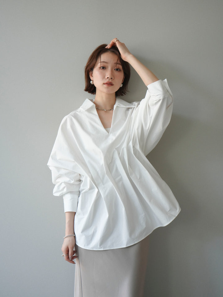 [予約]ウエストギャザースキッパーシャツ/white