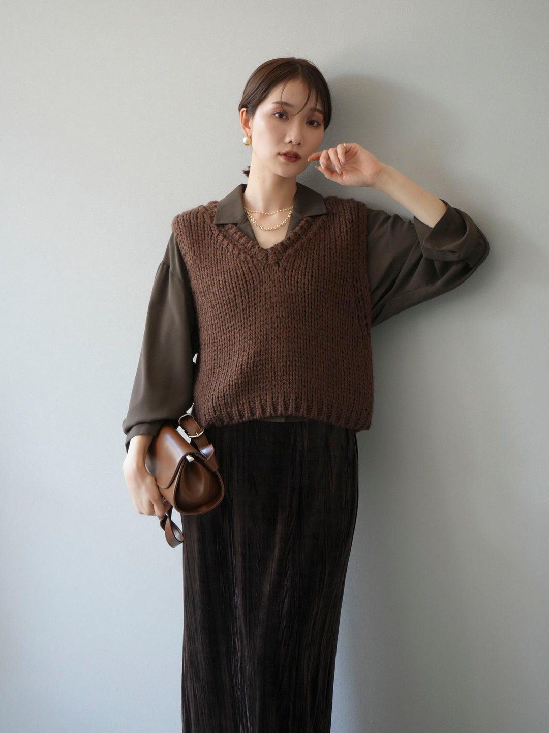 [予約]レーヨンライクショートジャケット/モカ