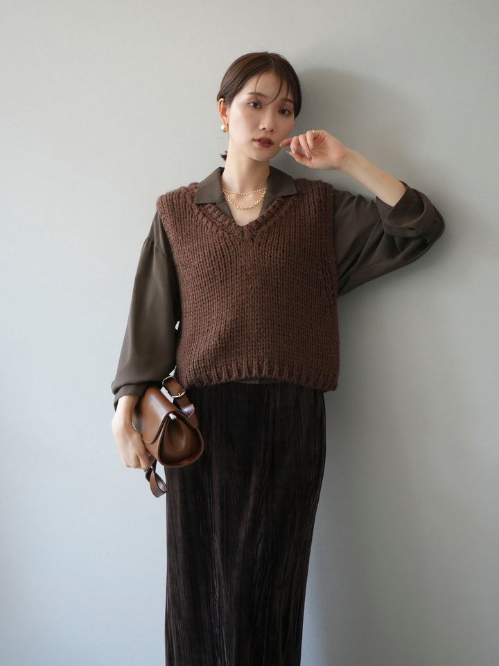 [予約]レーヨンライクショートジャケット/モカ