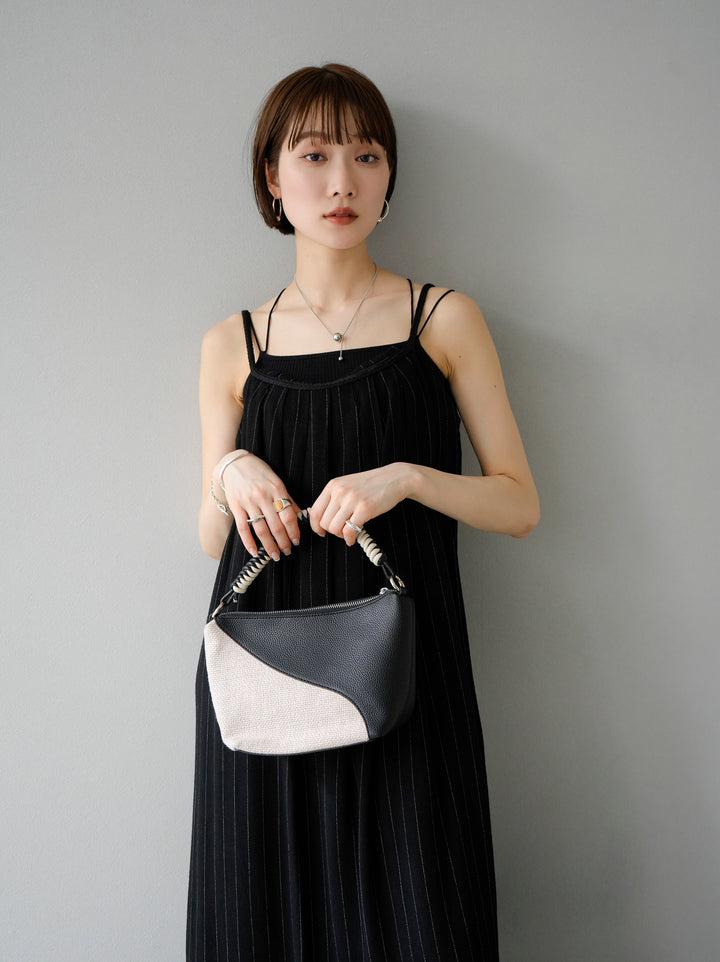 [Pre-order] Bicolor mixed material one-handle bag/Black