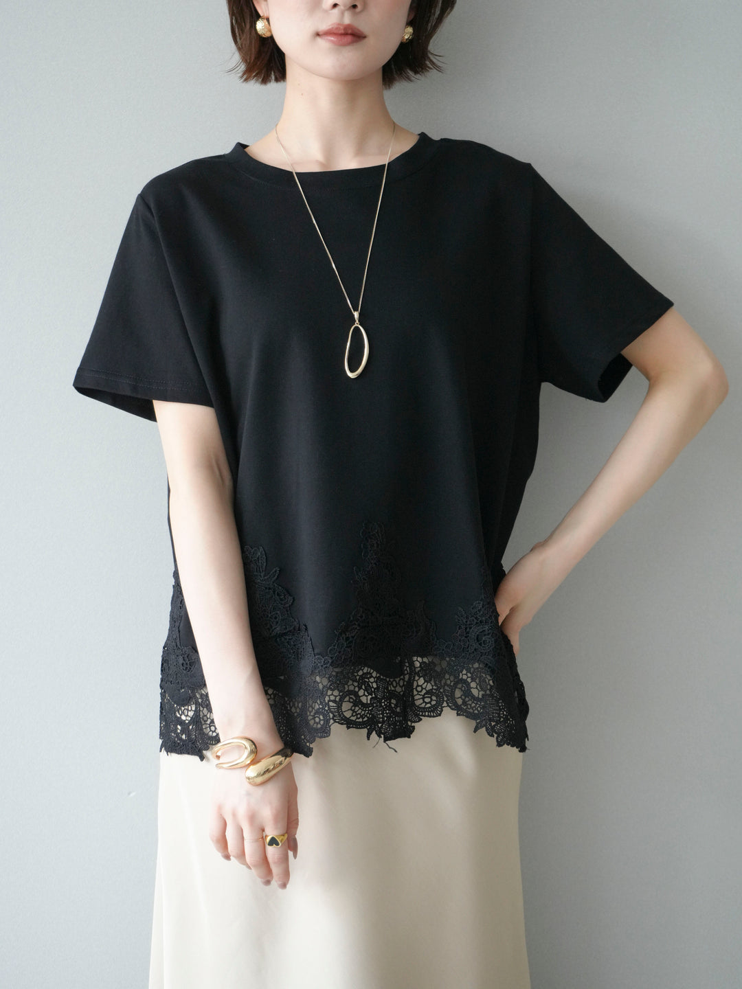 [予約]レースコンビボックスTEE/black