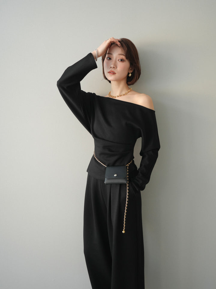 [SET]ライトポンチワンショルタックトップス＆パンツSETUP