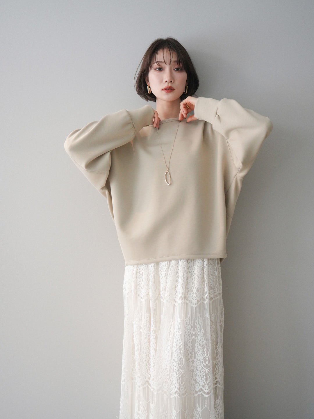 [予約]ライトポンチコクーンプルオーバー/beige