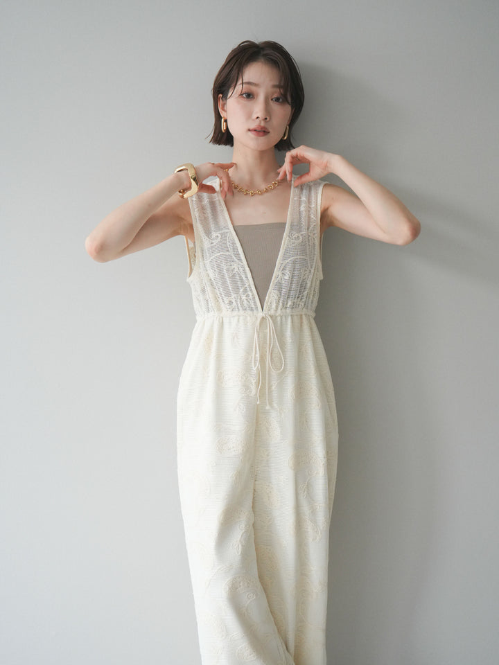 [SET]レース刺繍サロペット+選べるアクセセット(2set)