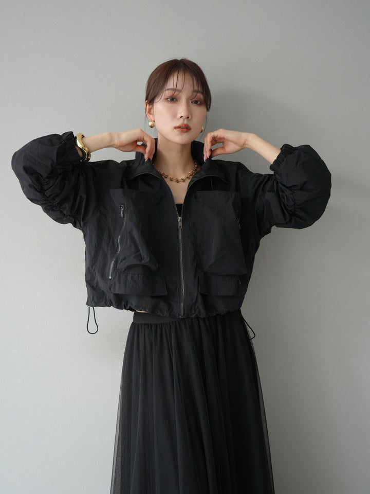 [予約]ポケットデザインショートブルゾン/ブラウン