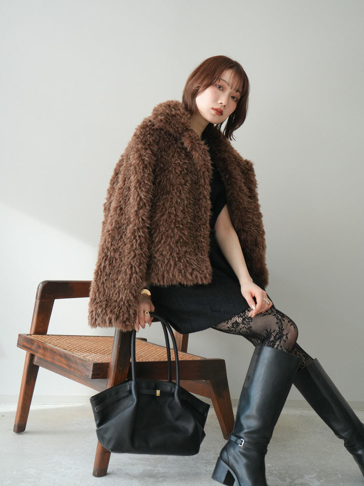 [SET]襟付きブークレミニワンピース+選べるアクセセット(2set)