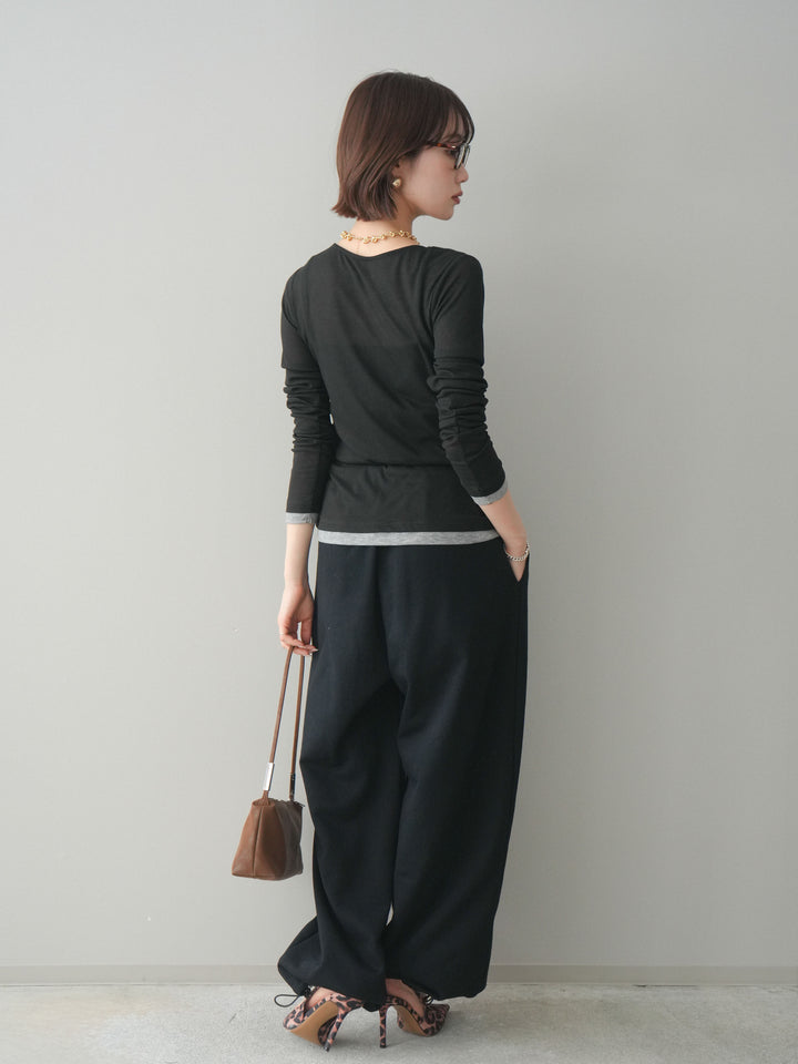 [予約]裾ドロストタックスウェットパンツ/black