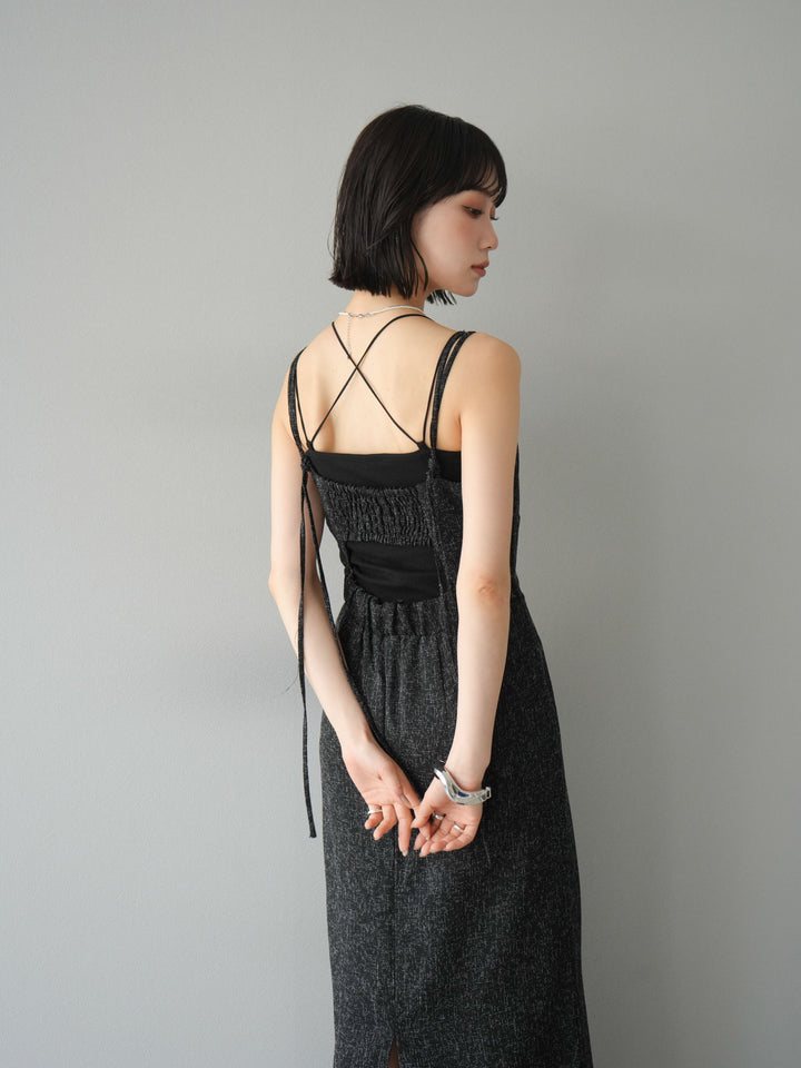 [預購] 夏季粗花呢露背吊帶洋裝/黑色