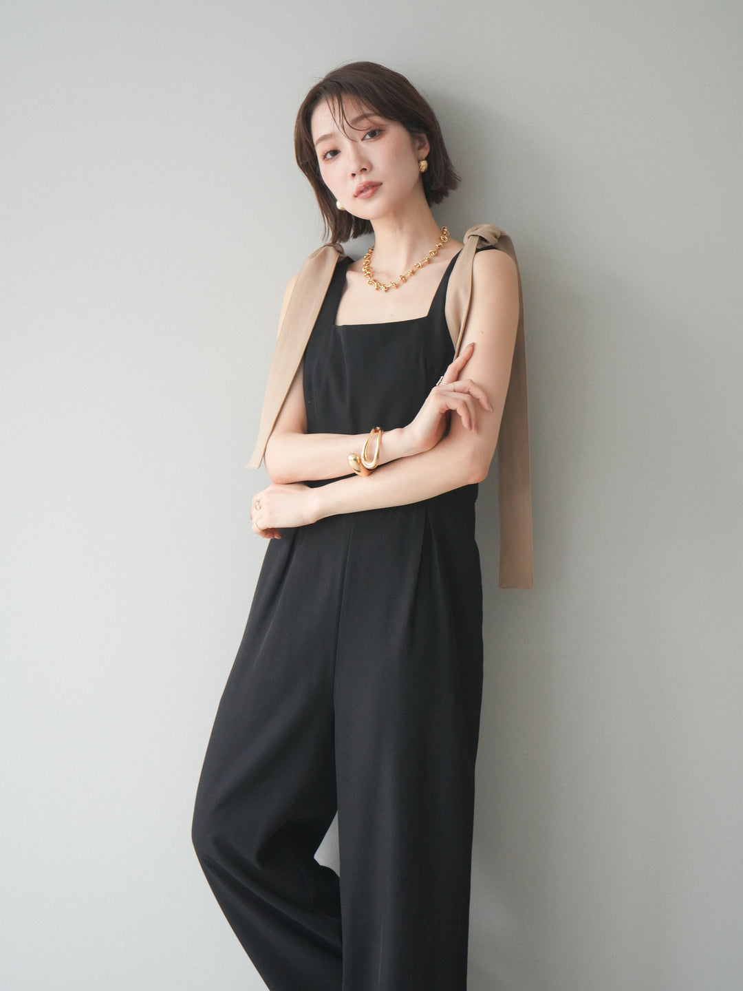 [SET]ショルダーリボンサロペット+選べるアクセセット(2set)