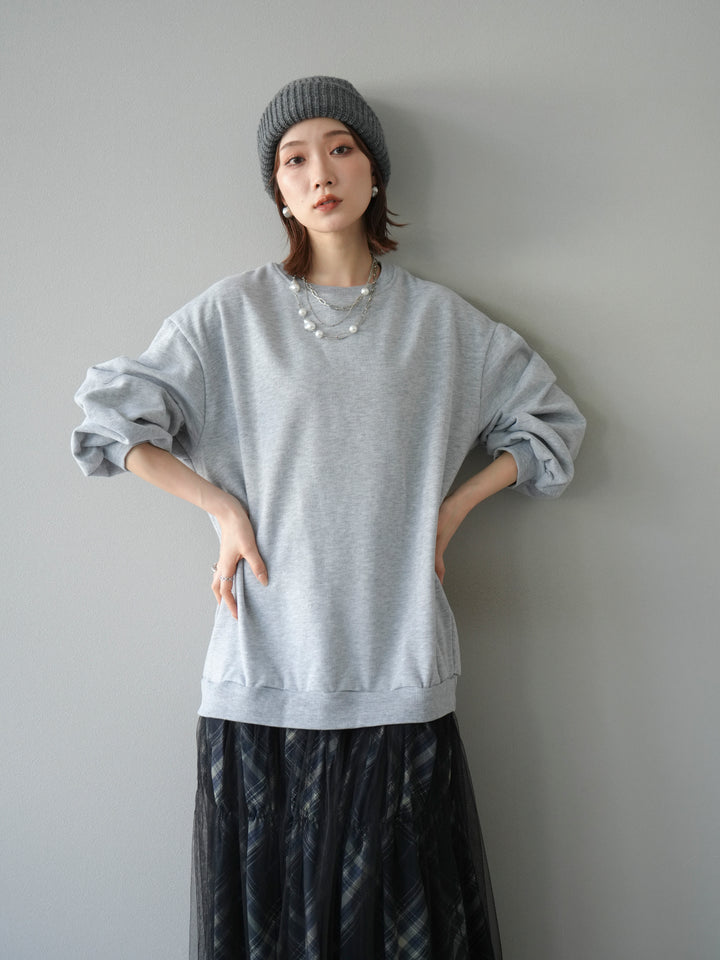 [予約]スウェットドッキングチェック柄レイヤードワンピース/グレー