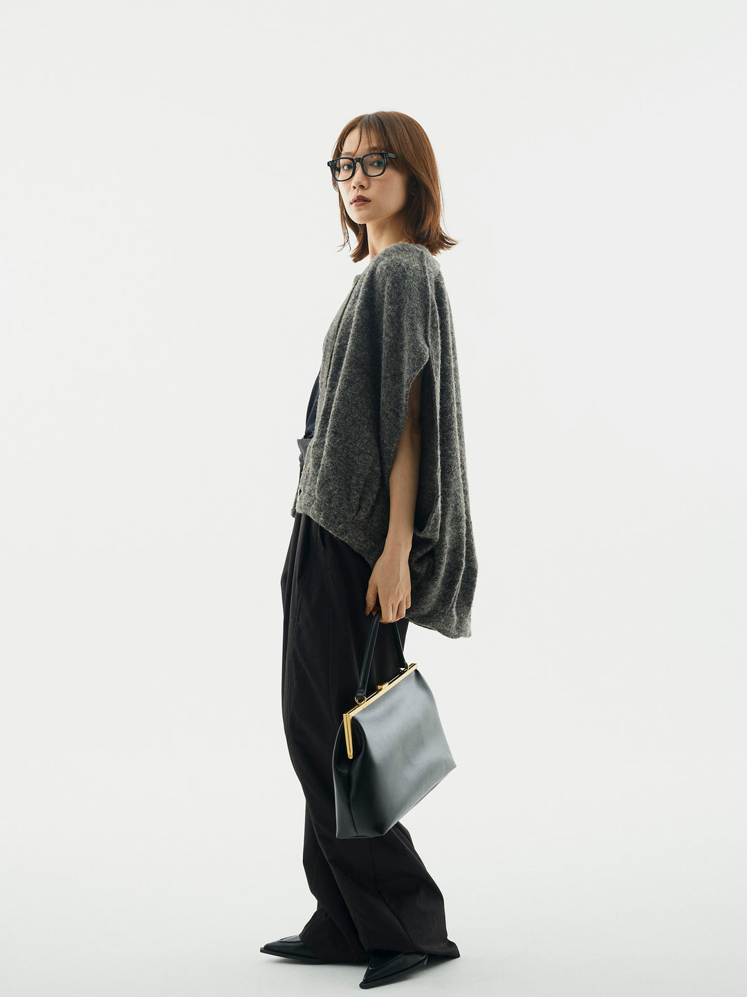 【Allure】[SET]ウール混コクーンブルゾン+タフタワイドカーブパンツ(2set)