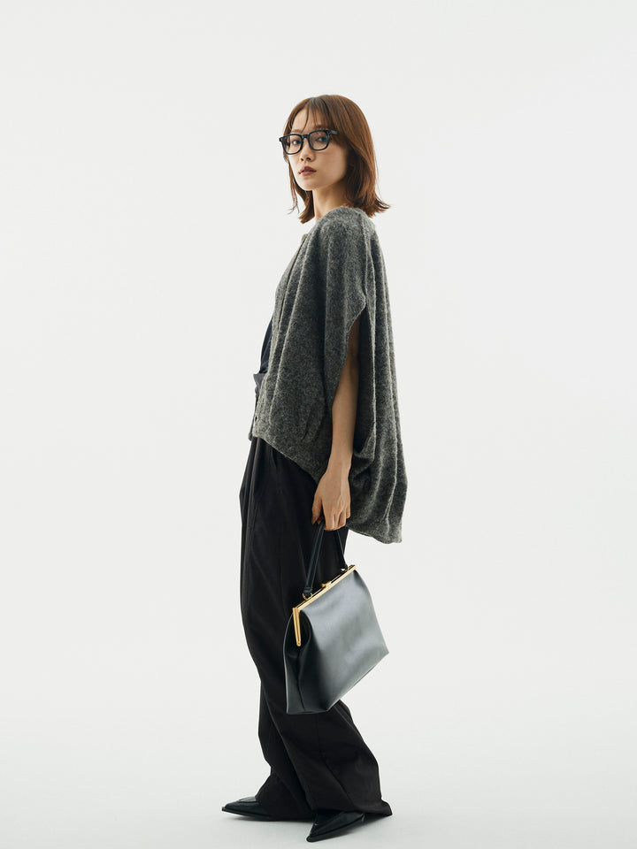 【Allure】[SET]ウール混コクーンブルゾン+タフタワイドカーブパンツ(2set)