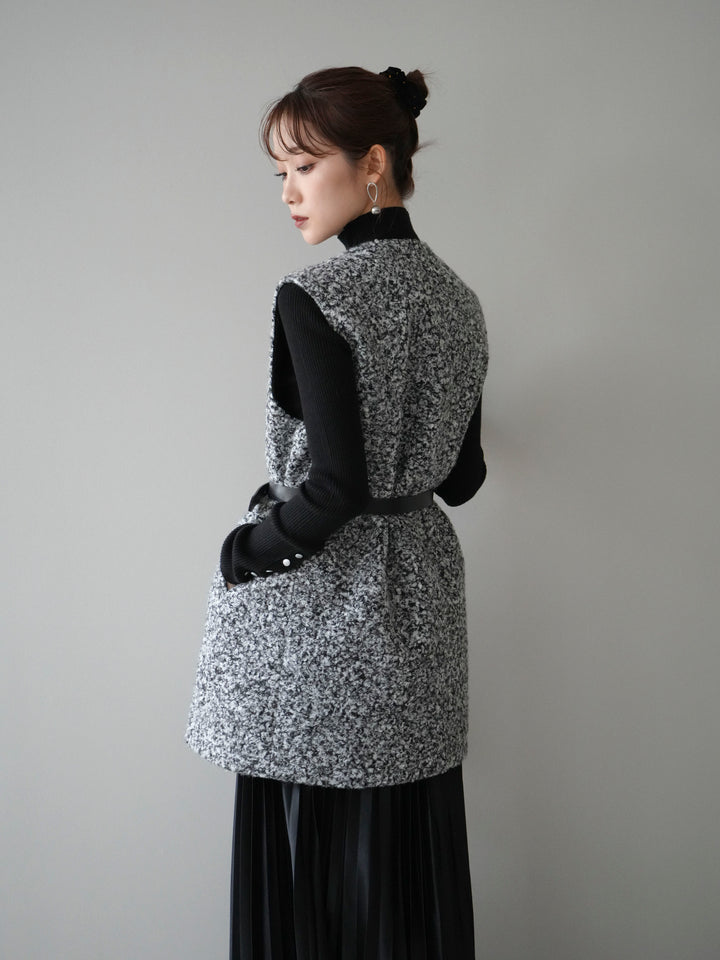 [予約]ミックスループヤーンニットミニワンピース/gray