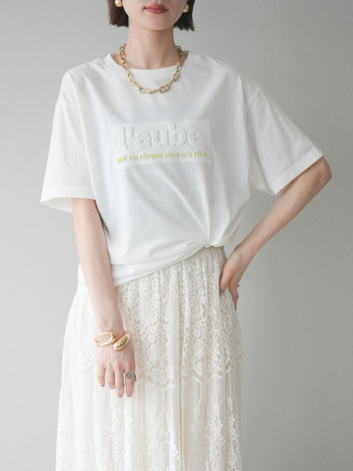 [SET]エンボスロゴTEE+裏プリーツ総レースロングスカート(2set)