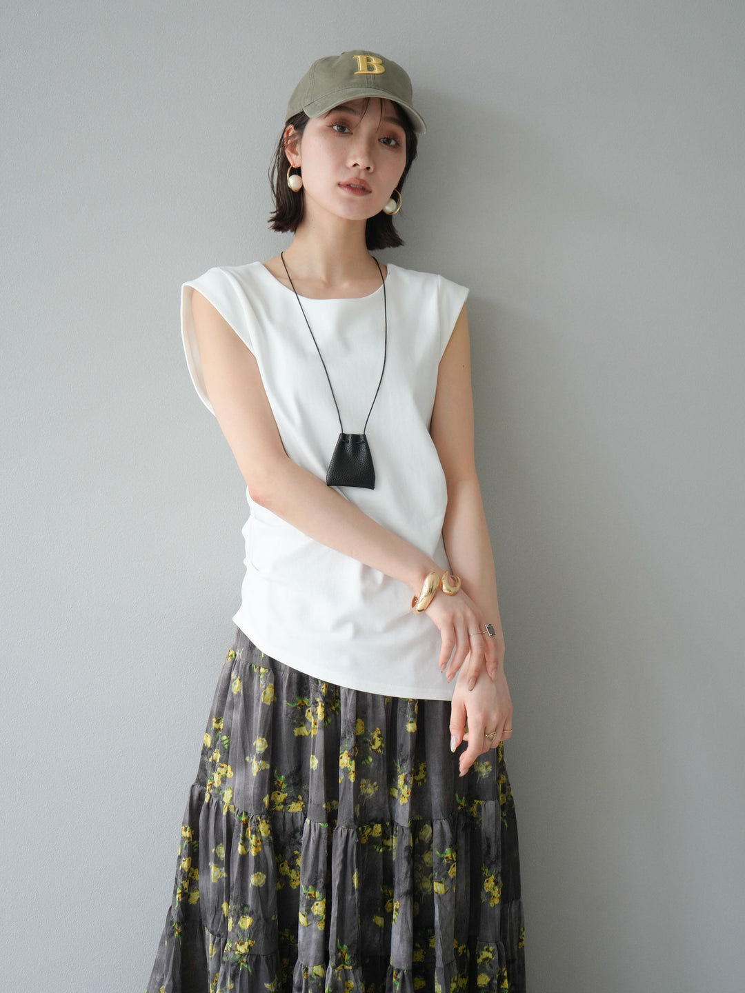 【預購】B字刺繡棒球帽/卡其色