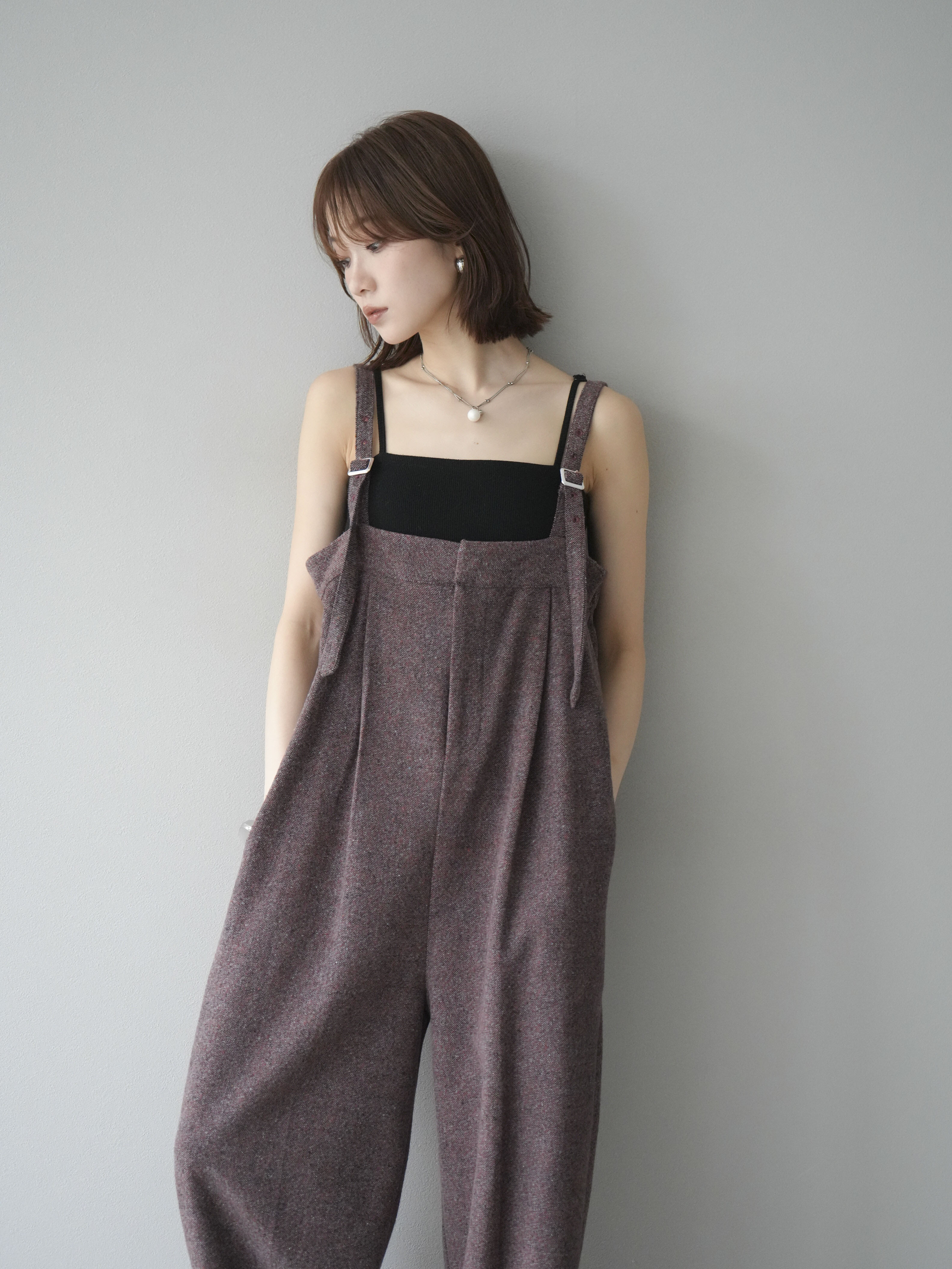 予約]ツイードベアサロペット/オレンジ – Lumier