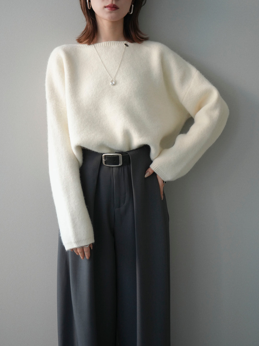 [SET]アンゴラタッチボートネッククロップドプルオーバー+アンゴラタッチボートネッククロップドプルオーバー(2set)