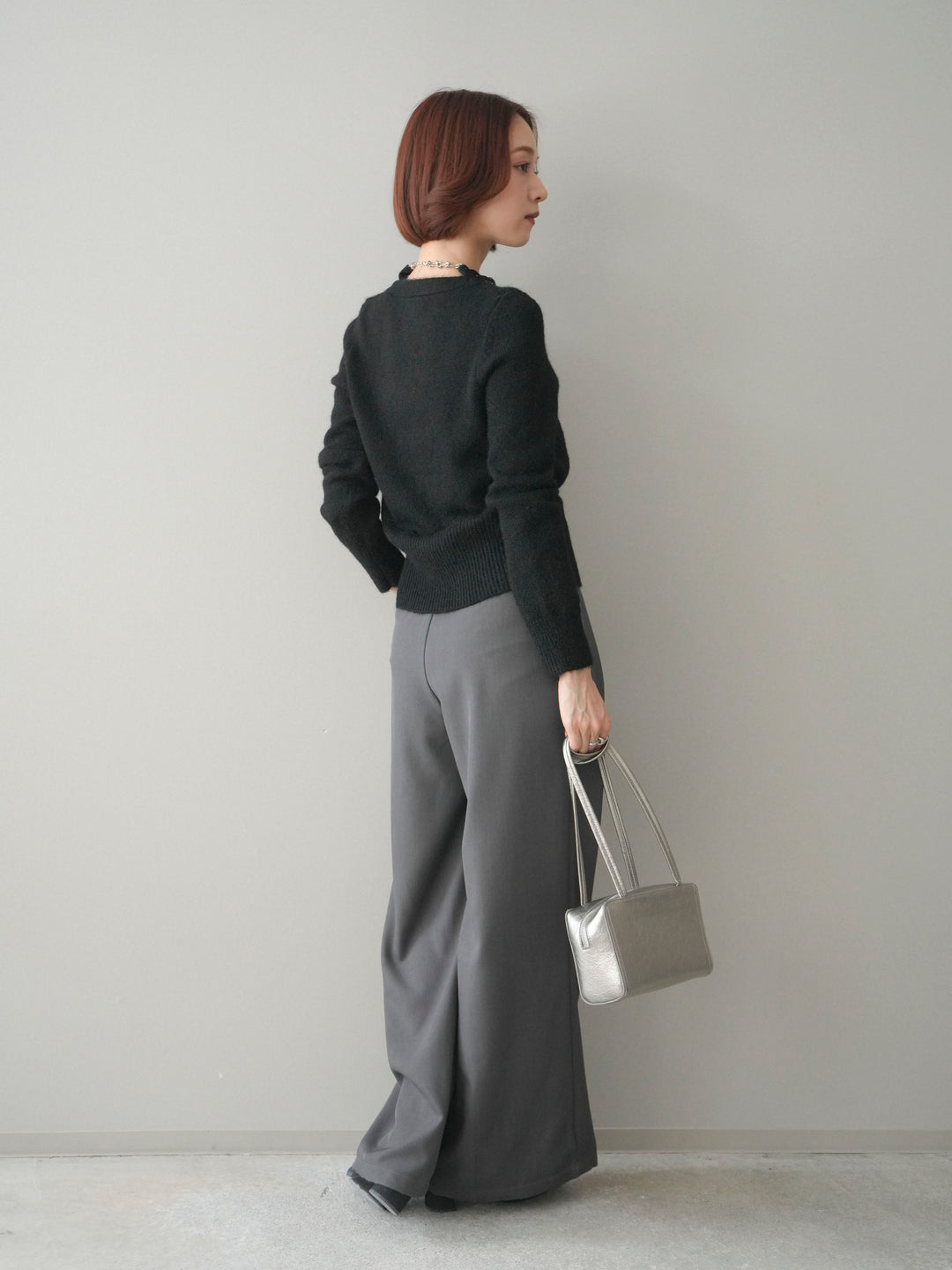 [予約]ウエストレースタックワイドパンツ/gray