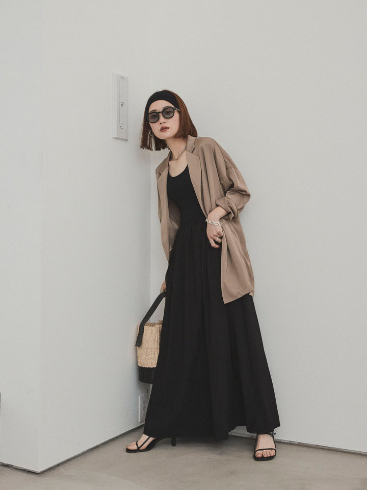 [予約]リブドッキングフレアワンピース/ブラック