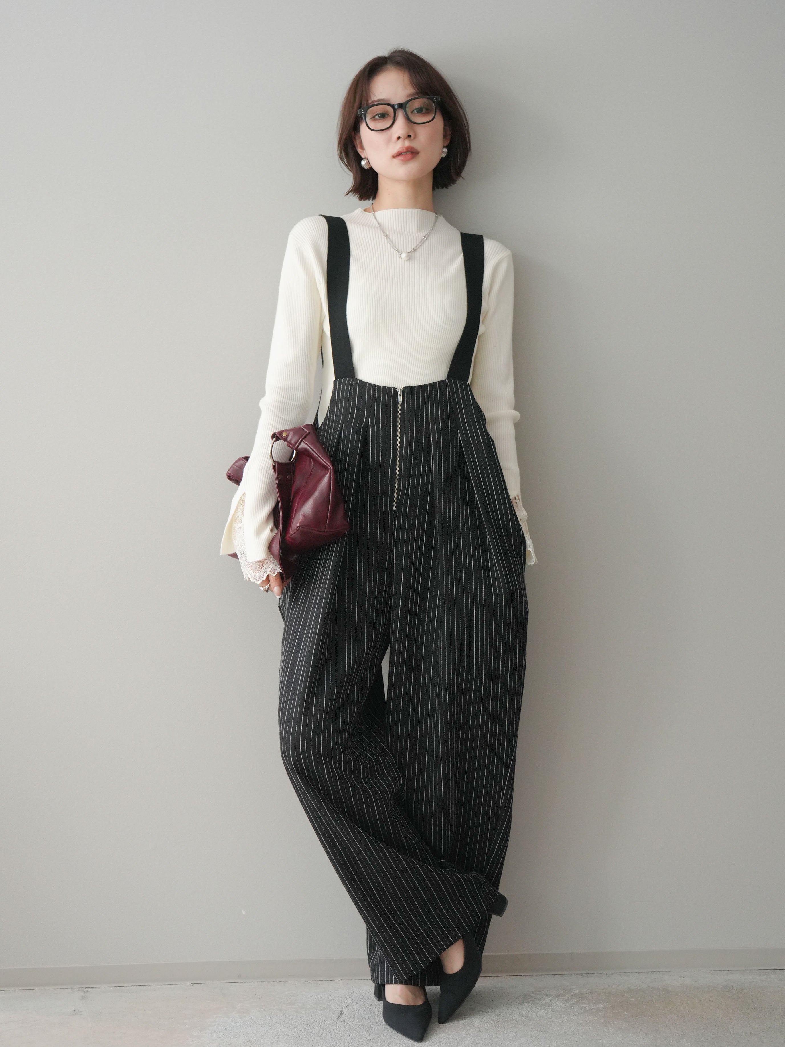 未使用品 Journal standard luxe ストライプ サロペット 予約]グログランテープストライプサロペット/black – Lumier