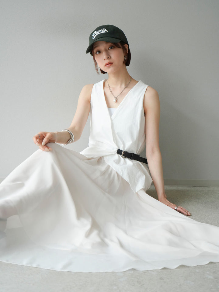 [予約]ベルトデザインバルーンブラウス/ホワイト