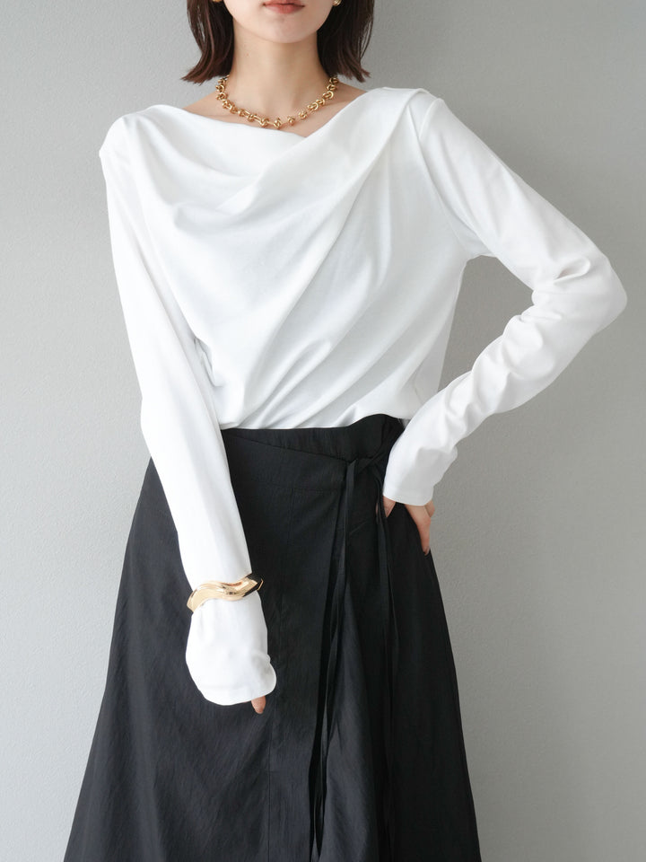 [予約]ドレープデザインカットソー/オフ