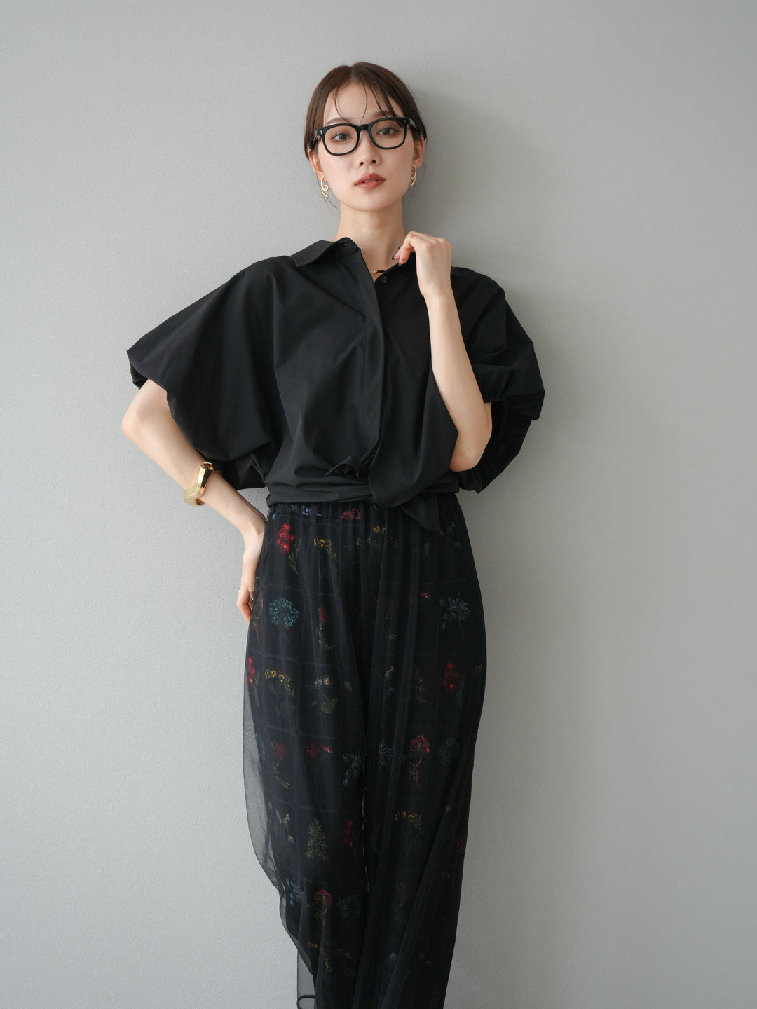 [予約]ICE TOUCHパフスリーブシャツ/ブラック