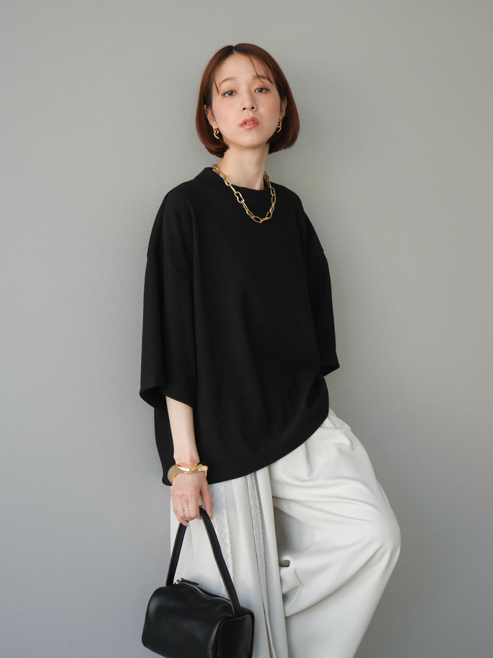 [預訂] 立領羅紋套頭衫/黑色