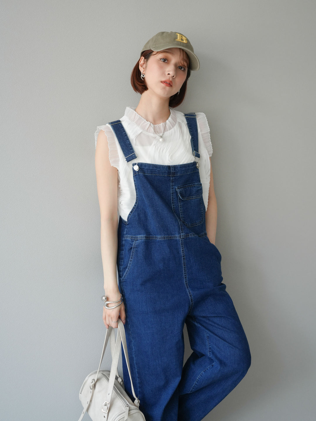 【預購】薄紗提花無袖上衣/米白