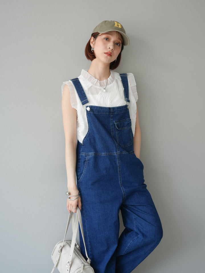 【預購】薄紗提花無袖上衣/米白