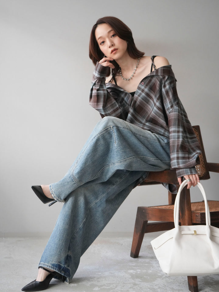 [予約]マルチウェイチェックシャツ/brownblue