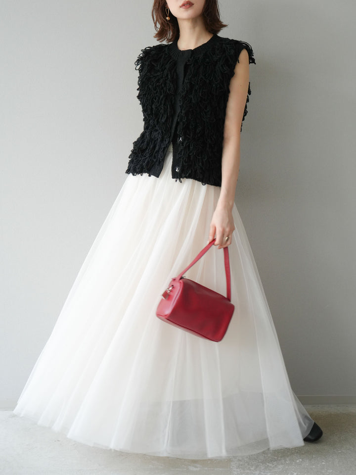 [予約]前開きループニットベスト/ブラック