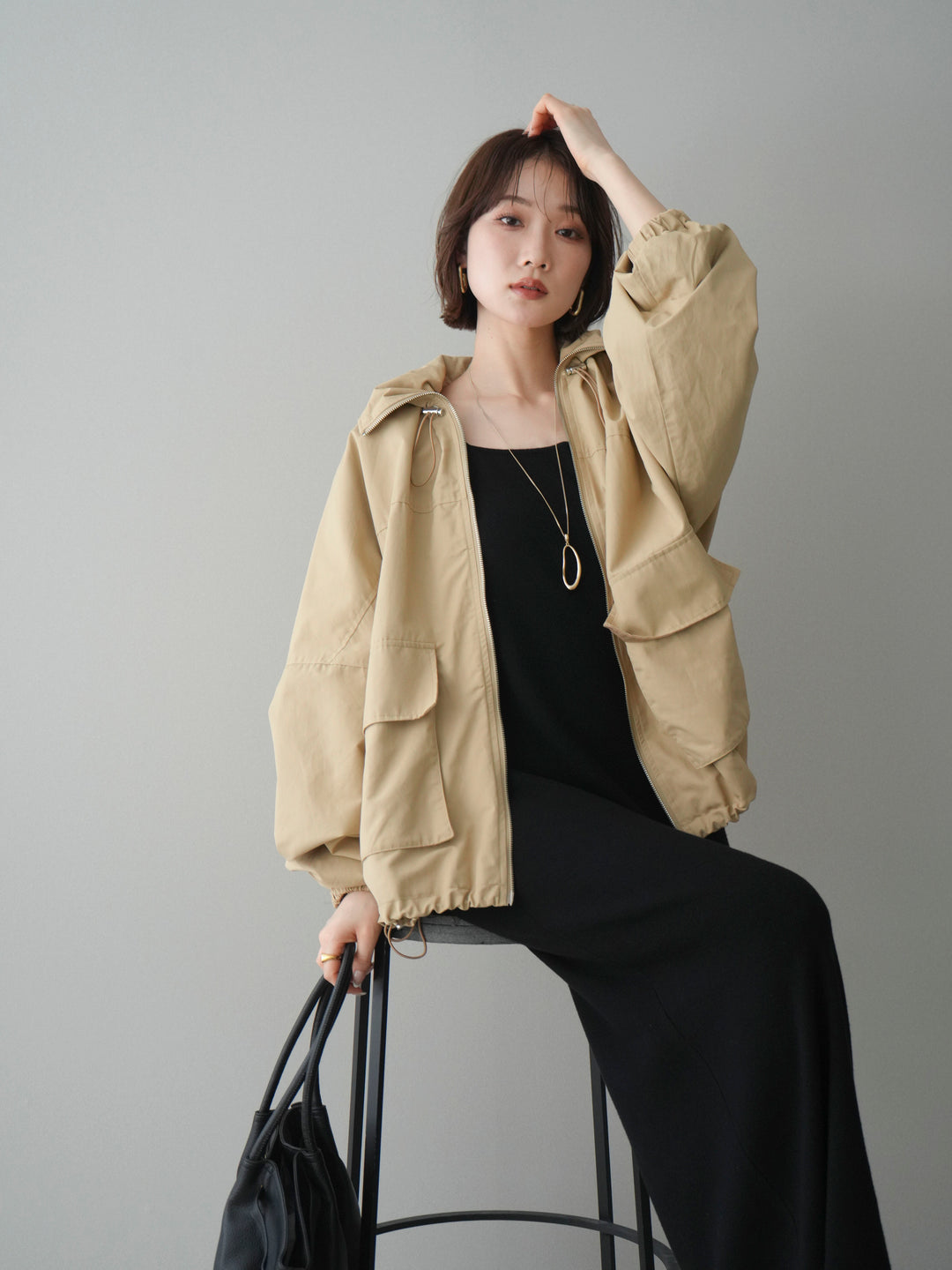 [予約]2WAYニットワンピース/black